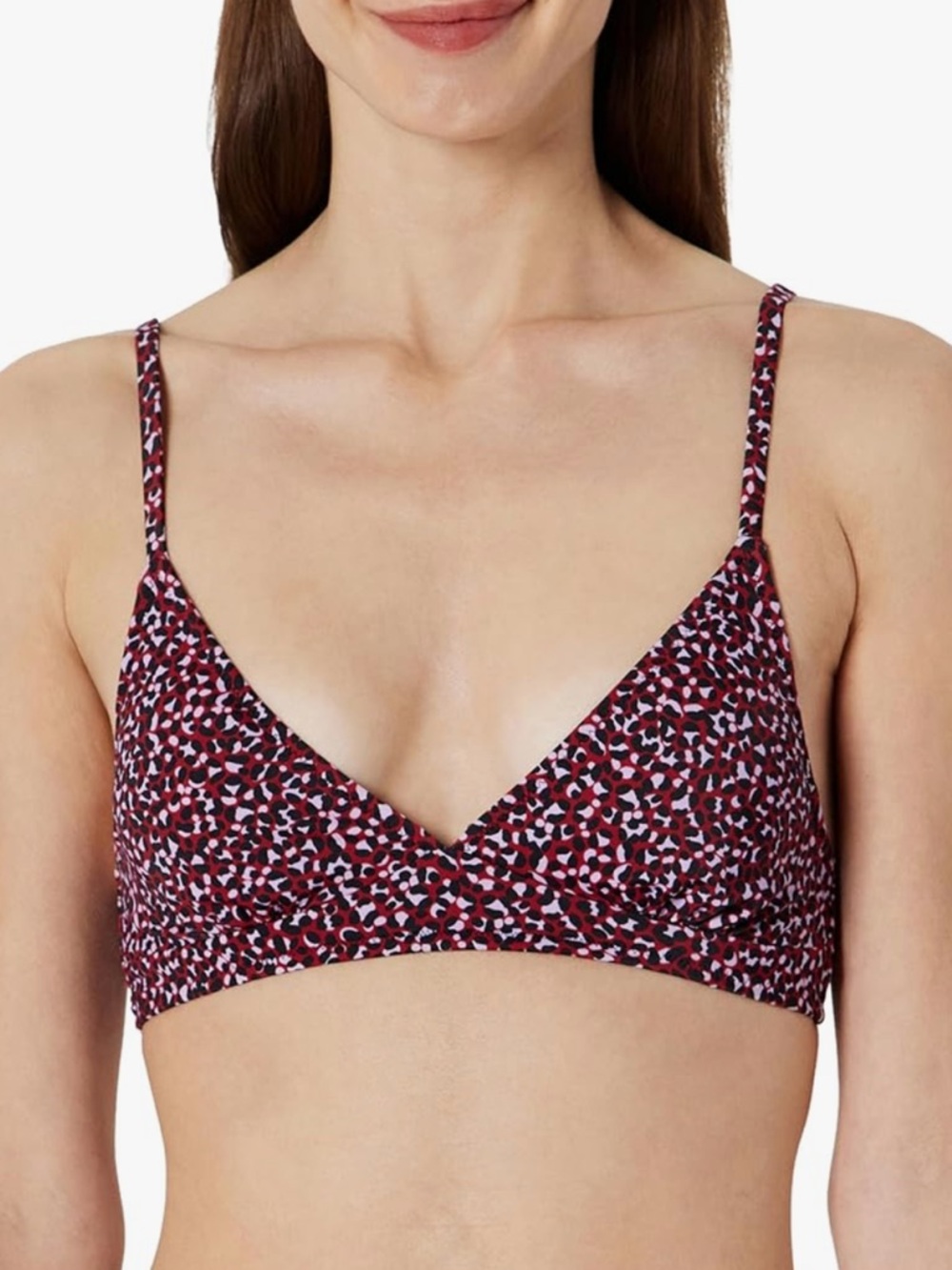 Amazon Essentials‎ Maroon Mixed Print Bikini Top